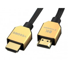 DrPhone VEGGIEG Series HDMI naar HDMI 2.1 Kabel - 8K 60Hz - 4K 120Hz - 48Gbps - Ultra Hoge Snelheid - HDR 10 & eARC – 0,5 Meter