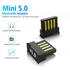 DrPhone - Mini Bluetooth 5.0 USB Adapter - Dongle - Adapter - Draadloos - verbind met meerdere bluethooth appparaten
