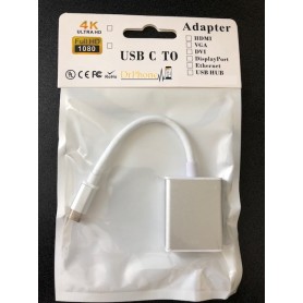DrPhone - USB-C Naar HDMI - 4K Type-C Adapter - 3840 x 2160 Ultra HD 4K - - Zilver