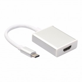 DrPhone - USB-C Naar HDMI - 4K Type-C Adapter - 3840 x 2160 Ultra HD 4K - - Zilver