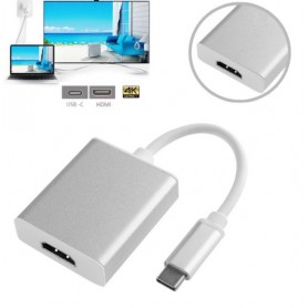 DrPhone - USB-C Naar HDMI - 4K Type-C Adapter - 3840 x 2160 Ultra HD 4K - - Zilver