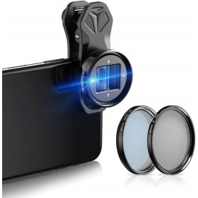 DrPhone APL4 1.33x Anamorphic Lens 4K HD Breedbeeld Video/Foto Lens met CPL & Star Filters - Zwart