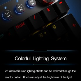 DrPhone AULA1 Mechanisch USB Bedrade Gaming Toetsenbord met Magnetische Polssteun & Bedieningsknop - Blauwe schakelaar