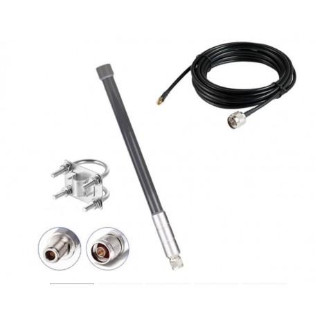 DrPhone HHM2 – 5dBi Glasvezel Helium Hotspot Miner Antenne- 3 Meter KMR200-kabel – Outdoor - Zilver