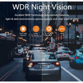DrPhone RangeT1 Dashcam – Full HD 1080P – WiFI + Dubbele Sony IMX323 Lens - Nachtzicht - Loop Opneemfunctie - Zwart