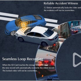 DrPhone RangeT1 Dashcam – Full HD 1080P – WiFI + Dubbele Sony IMX323 Lens - Nachtzicht - Loop Opneemfunctie - Zwart