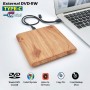DrPhone DW7 Draagbaar Externe CD DVD- RW Optische Drive - USB 3.0 & Type-C - Brander - Rewriter - Writer Reader – Bamboo