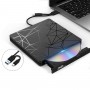 DrPhone DW8 Draagbaar Externe CD DVD +/- RW Optische drive - USB 3.0 & USB C - Brander - Rewriter - Writer Reader – Zwart