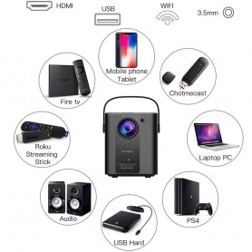 ELEMENTKEY BEAM7® - WiFi Full HD Projector – Android 7.1 Systeem - 120 Ansi Lumen - 1920x1080P-projector – Zwart