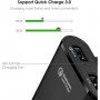 DrPhone PCC2 Pro 36W 8A 4-poorten Snellader USB QC 3.0 Autolader Voor en Achter – 1.8M Zwart