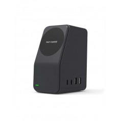 DrPhone WL9 5 in 1 Multipoort Oplader + Magsafe Draadloos Opladen – 4 USB poorten – 2x PD USB C & 2x USB - Zwart