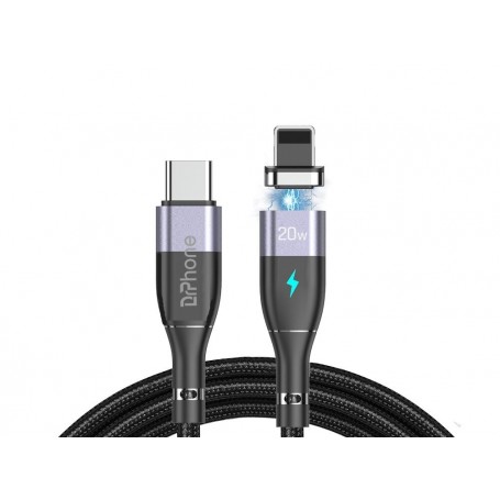 DrPhone EL1 USB C naar Lightning Magnetische Nylon Gevlochten Kabel – 20W 3A – 480 Mbps – Geschikt voor iPhone 12/13 series