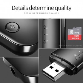 DrPhone Streamx13 – 4 in een 1 Bluetooth Adapter – Draadloos Audio adapter - TF Kaart – Bluetooth 5.0 – AUX + USB + FM - Zwart