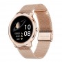 DrPhone NY3 - Nederlands Smartwatch voor Dames / Vrouwen Luxe Horloge - Stappenteller - Hartslagmeter - Metaal RoseGoud