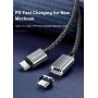 DrPhone TITAN - Type C naar USB-C - 100W - Magnetische Kabel Voor o.a. MacBook / iPad - PD + Data Transfer - Zwart