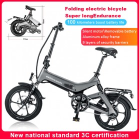 ElectronicWorks AiO-3 - Elektrische Fiets - 16 Inch E-Bike - 36V 8.7Ah - 250KW - Opvouwbaar - Anti-Diefstal - Zilver