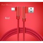 DrPhone D9 Micro USB Dubbele 90° Haakse Nylon Gevlochten 2.4A kabel – 1 Meter -Datasynchronisatie & Snel opladen – Rood