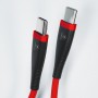 LUXWALLET SL9 USB C naar USB C kabel - 3A (Max) - 65W PD Snel opladen – Nylon Gevlochten – Dataoverdracht - 1M - Zwart/Rood