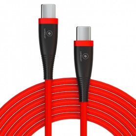 LUXWALLET SL9 USB C naar USB C kabel - 3A (Max) - 65W PD Snel opladen – Nylon Gevlochten – Dataoverdracht - 1M - Zwart/Rood