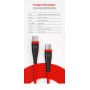 LUXWALLET SL9 USB C naar USB C kabel - 3A (Max) - 65W PD Snel opladen – Nylon Gevlochten – Dataoverdracht - 2M - Zwart/Rood
