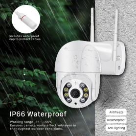 DrPhone IPCAM8 – PTZ IP Camera 1080P – Full HD 5MP - Wifi Camera - Buitencamera – Bewakingscamera – IP66 Waterdicht – Wit
