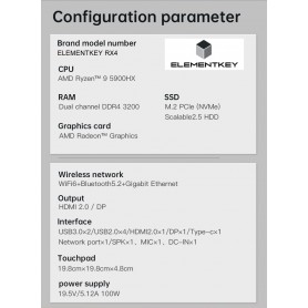 ELEMENTKEY RX4 - Ryzen 9 5900HX - Game Mini PC - Computer - 16GB Ram - 256B SSD + 1TB HDD - WiFi 6 - Bluetooth 5.2