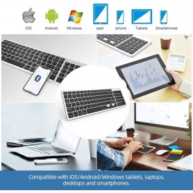 Elementkey® V07 Bluetooth Draadloos Stille Toetsenbord – Geschikt voor IOS / Android / Windows met Numeriek toetsenbord - Wit