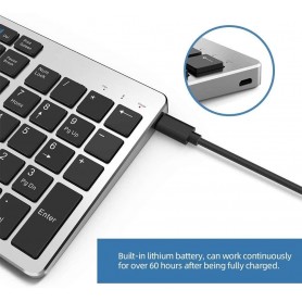 Elementkey® V07 Bluetooth Draadloos Stille Toetsenbord – Geschikt voor IOS / Android / Windows met Numeriek toetsenbord - Wit