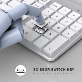 Elementkey® V07 Bluetooth Draadloos Stille Toetsenbord – Geschikt voor IOS / Android / Windows met Numeriek toetsenbord - Wit