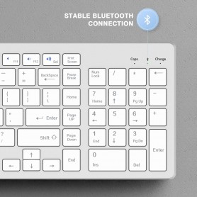 Elementkey® V07 Bluetooth Draadloos Stille Toetsenbord – Geschikt voor IOS / Android / Windows met Numeriek toetsenbord - Wit
