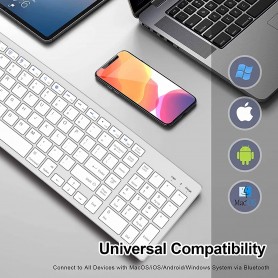 Elementkey® V07 Bluetooth Draadloos Stille Toetsenbord – Geschikt voor IOS / Android / Windows met Numeriek toetsenbord - Wit
