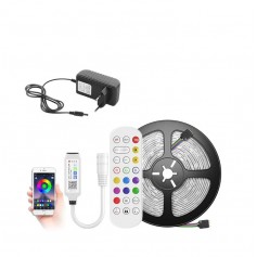 Drphone AG01 - Led strip - Multi Kleur - 5050 SMD - Waterproof - App Controle - Afstandbediening - Bluetooth audio - 10 Meter