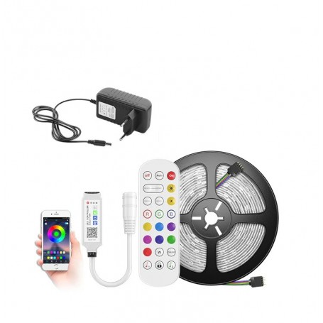 Drphone AG01 - Led strip - Multi Kleur - 5050 SMD - Waterproof - App Controle - Afstandbediening - Bluetooth audio - 5 Meter
