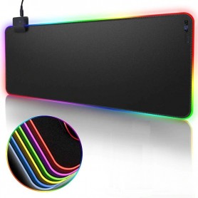 DrPhone QWR Muismat – 300x700x4mm - Muismat – RGB LED Verlichting – Gaming – Anti-Slip - Waterproof - Mousepad – Extra groot