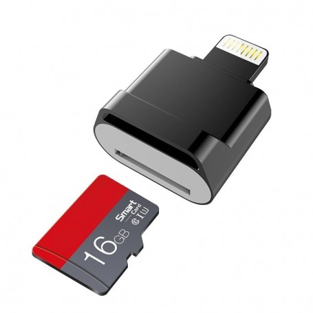 Methode Straat verdrietig DrPhone C0-2 - Mini Kaartlezer OTG USB Micro SD Adapter + 16 GB Micro SD  Kaart - Voor iPhone en iPad IOS - Zwart