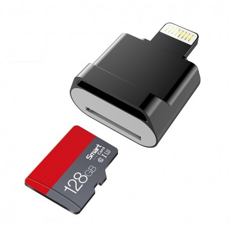 Zeker Pamflet Broers en zussen DrPhone C0-5 - Mini Kaartlezer OTG USB Micro SD Adapter + 128 GB Micro SD  Kaart - Voor iPhone en iPad IOS - Zwart