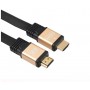 DrPhone Hi-Speed Flat Series HDMI naar HDMI Kabel HDMI 2.0 60Hz – 1Meter - 18GBPS – 30AWG– Goud/Zwart