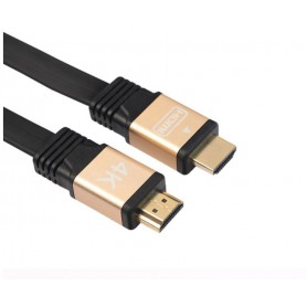 DrPhone Hi-Speed Flat Series HDMI naar HDMI Kabel HDMI 2.0 60Hz – 1Meter - 18GBPS – 30AWG– Goud/Zwart