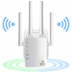 DrPhone WR4 Pro - Wifi Versterker - Range Extender - 5GHZ + 2.4GHZ Dual Band Repeater - Router - 4 Antenne - Wit