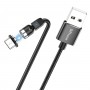 DrPhone LINI - Lightning Apple Magnetische kabel – Voor iPad & iPhone - 2.4A - Nylon Gevlochten 540° Graden Roterend - Zwart