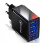 DrPhone - Q3 Fast Charger - 4 Poorten Thuislader - USB 3.1A + QC 3.0 - Tablet / Smartphone Oplader - Wit