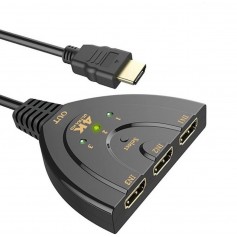 DrPhone 4K2 - HDMI-switch Splitter 3-poorten Pigtail - 4K HDMI-switch - 3-in-1-out met high-speed - Zwart