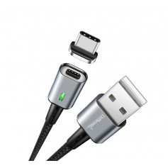 DrPhone iCON 2 Meter- Magnetische Type C Kabel USB-C oplaadkabel + Datakabel - 3.0A Support - Snellader - Zwart