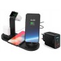 DrPhone Ultimate 5 in 1 Oplaadstation - Qi Draadloos – Type-c/Micro usb/Lightning & AirPods - Apple Watch Standhouder – Zwart