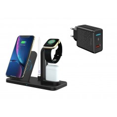 DrPhone ALLIN1 - Oplader Qi 3 in 1 Houder Stand Dock Voor Apple Watch 5 4 3 2 Iphone 11 Pro max XS MAX XR Iwatch Airpods 1 2