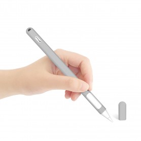 DrPhone Stylus Pencil Siliconen Case – Geschikt voor Apple Pencil 2 – Beschermhoes – Ultra-Dun – Anti-Slip – Grijs