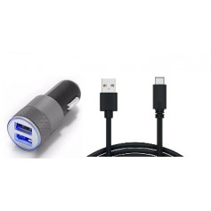 Olesit Autolader 3.1A oplader - 2 USB poorten - 5V/1.0 + 2.1A - Lader + Type C Kabel 1.5 Meter voor o.a Sony Xperia XZ2,