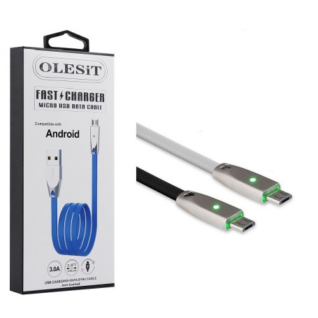 Olesit Gecertificeerde TPE MICRO-USB Kabel 1 Meter Fast Charge 3.0A High Speed Oplaadkabel - Geschikt voor