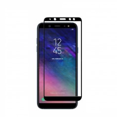 DrPhone Samsung A6 2018 Glas 4D Volledige Glazen Dekking Full coverage Curved Edge Frame Tempered glass Zwart - Official