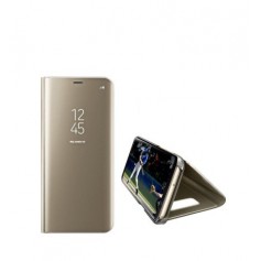DrPhone Samsung S9 Plus Flipcover - Clear View Stand Cover - Mirror Case - Ultradunne case met Kickstand - Goud